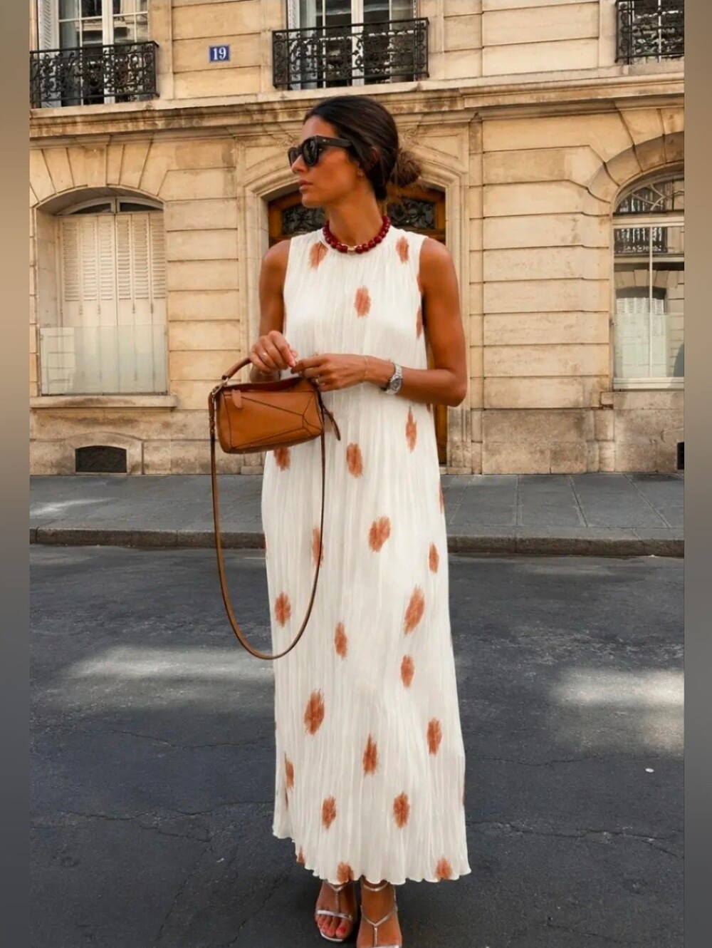 Sz S ZARA WOMAN SS26 ZW Collection PRINTED CHIFFON MIDI DRESS ECRU